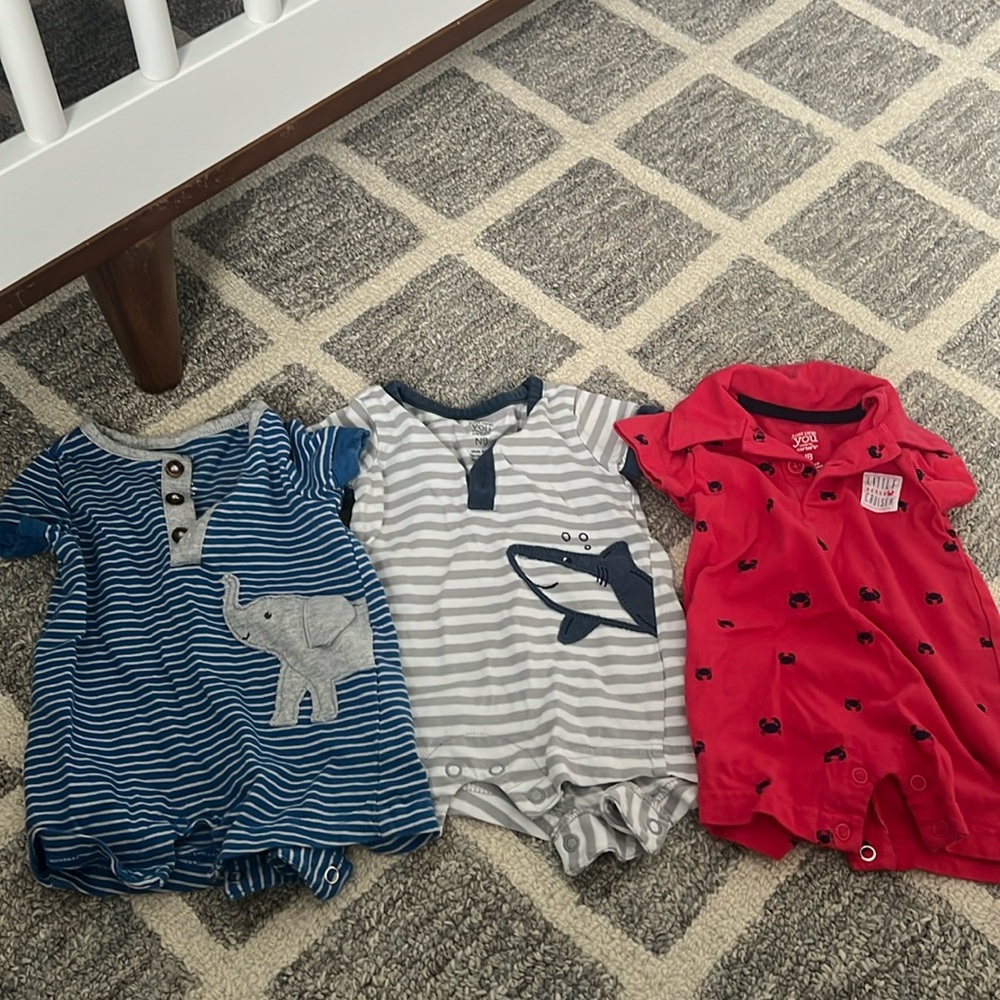 3 just one you newborn baby rompers